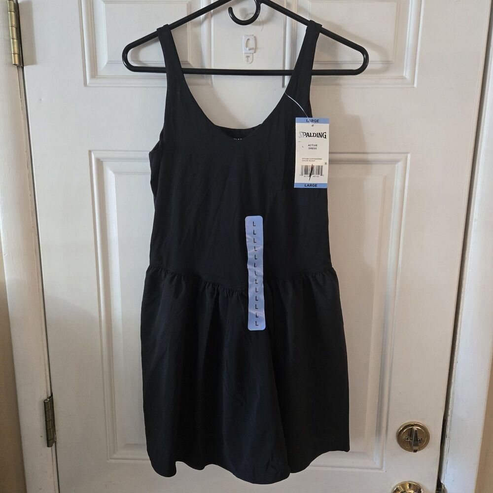 Spalding Active Dress Black Womens Large Athletic Tennis Workout Mini NWT Shorts